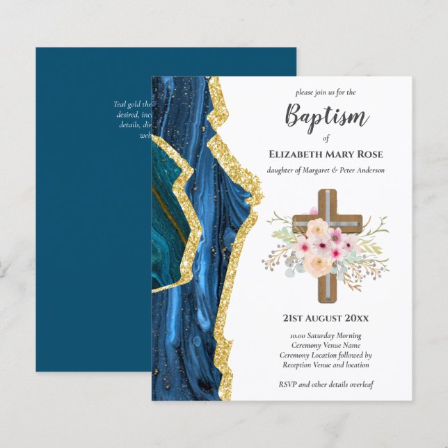 Papier Baptême BUDGÉTAIRE Bautizo Bautismo INVITATION (Devant / Derrière)