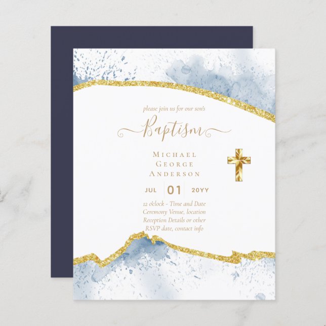 Papier Baptême BUDGÉTAIRE Christening Communion INVITATIO (Devant / Derrière)