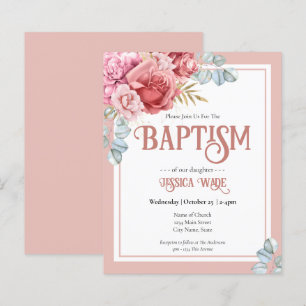 Papier Baptême budgétaire Invitations florales roses