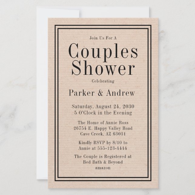 Papier Baptême de Couple Rustique Budget (Devant)