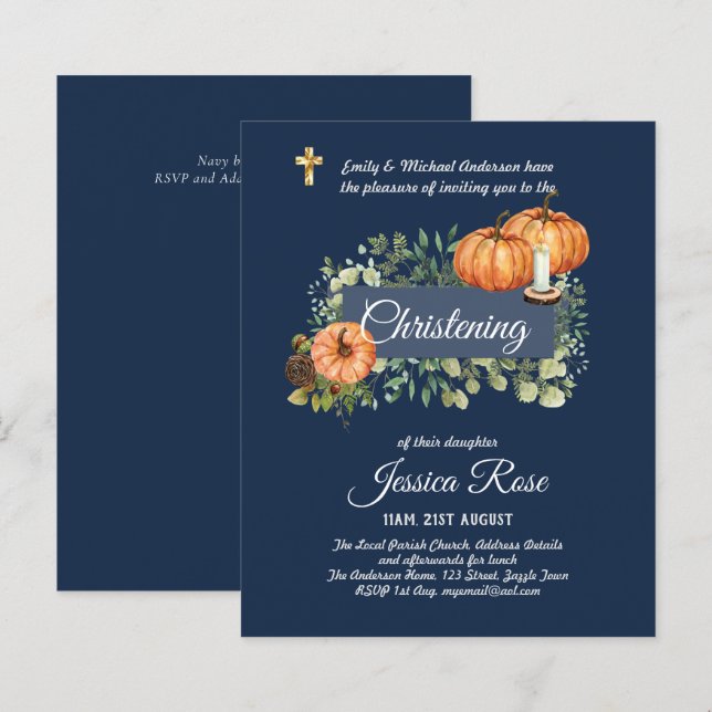 Papier Baptême des Invitations de la Marine FALL (Devant / Derrière)