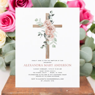 Papier Baptême Dusty Rose Eucalyptus Invitation
