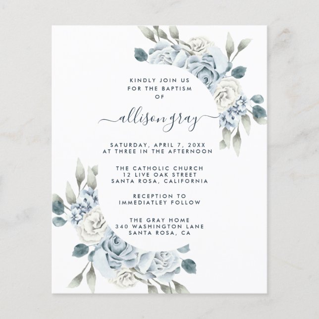 Papier Baptême floral poussiéreux (Devant)