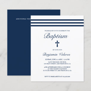Papier BAPTISM Elégant Bande Bleue Croix Budget