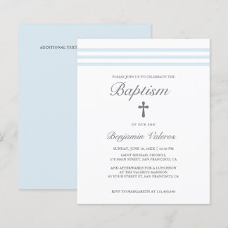 Papier BAPTISM Elégant pastel rayé bleu Croix