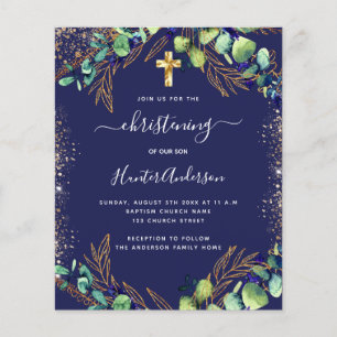 Papier Baptiste eucalyptus vert invitation bleue