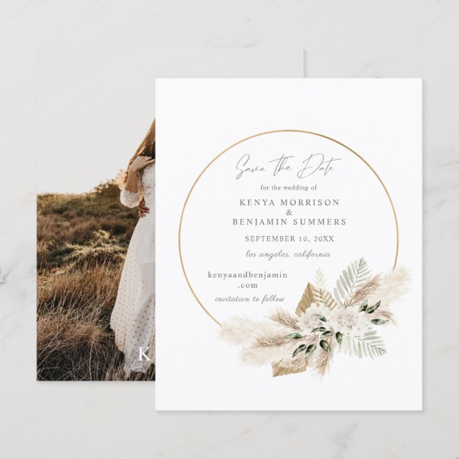 Papier Bargin Photo & Boho Pampas Grass Enregistrer la da (Devant / Derrière)