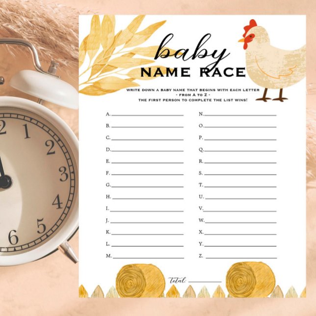 Papier Barnyard Animaux - Nom du Baby shower Race Jeu (Créateur téléchargé)