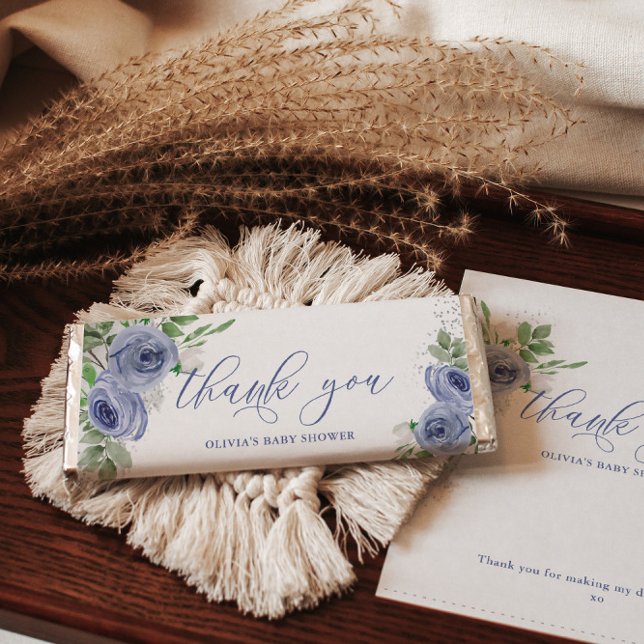 Papier Barre à bonbons personnalisée Floral Bleu (Créateur téléchargé)