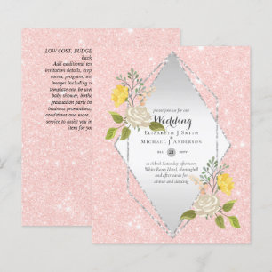 Papier BAS BUDGET Blanc Rose Jaune Fleur Mariage Inviter