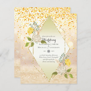 Papier BAS BUDGET Blanc Rose Jaune Fleur Mariage Inviter