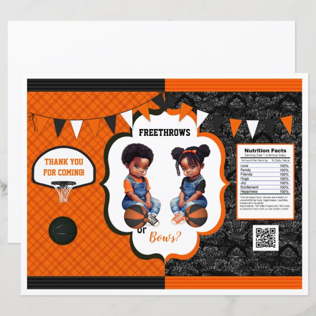 Papier Basket-ball Genre Révéler Chip Sac Orange et Noir (Devant / Derrière)
