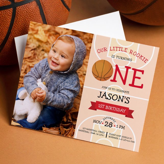 Papier Basketball mignon Ruban Budget Photo 1er anniversa (Créateur téléchargé)