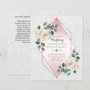 Papier Basse Budget Rose Diamond Frame Mariage Invitation