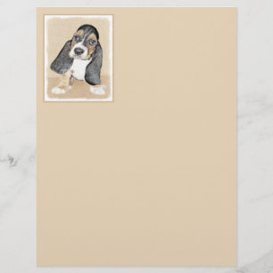 Papier Basset Hound Peinture Chiot - Art Chien original