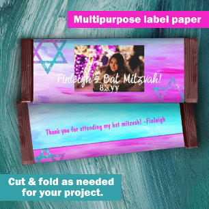 Papier Bat mitzvah Budget Rose Aqua Candy Bar Wrapper