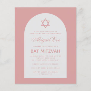 Papier Bat mitzvah Dusty Rose Arch Budget Pink Invitation