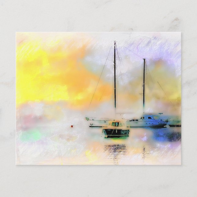 Papier bateaux au coucher du soleil (Devant)