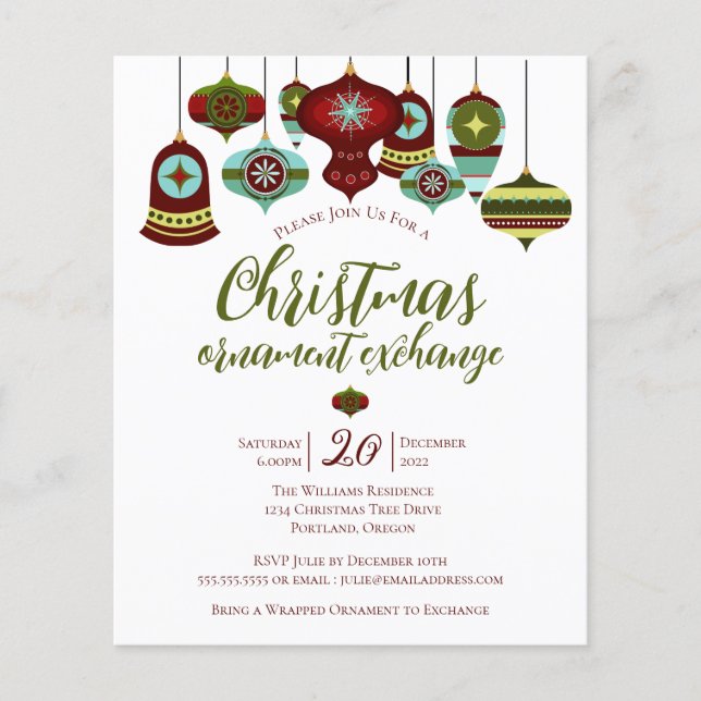 Papier Bauble rétro de la partie d'échange d'ornement bud (Devant)