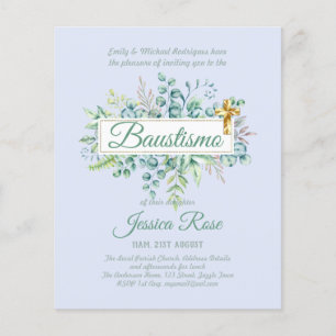 Papier Baustismo Invitation Eucalyptus BUDGET Vert