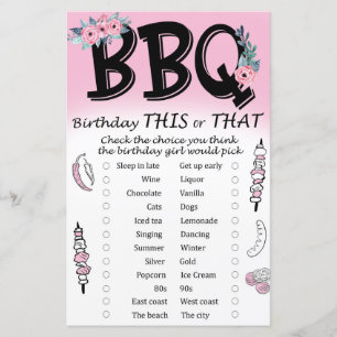Papier BBQ Anniversaire ce ou ce jeu