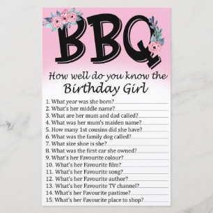 Papier BBQ Dans quelle mesure connaissez-vous la fille qu