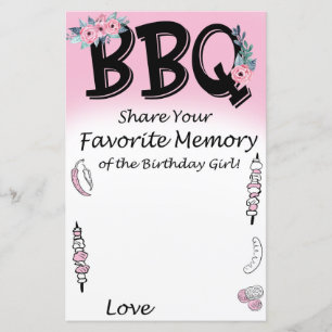 Papier BBQ Mémoire préférée de la fille d'anniversaire