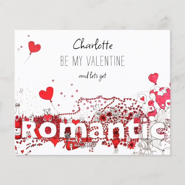Papier Be My Valentine Citation Coeurs mignons personnali (Devant)