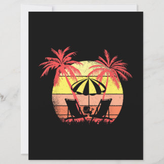 Papier Beach Chairs Parasol Summer Sunset 80s Palm Tree
