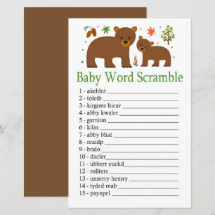 Papier Bear Baby jeu de brouillage de mot