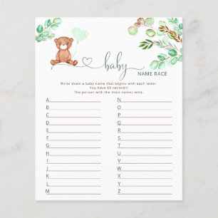 Papier Bear baby nom race jeu de baby shower