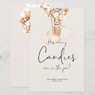 Papier Bear Baby shower Game - Combien de bonbons?