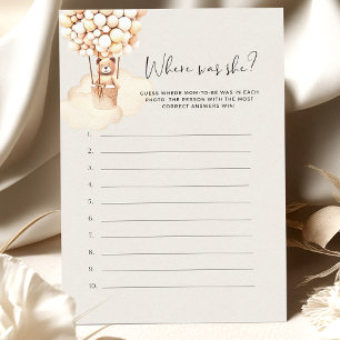 Papier Bear Baby shower Game Où Était-Elle ?