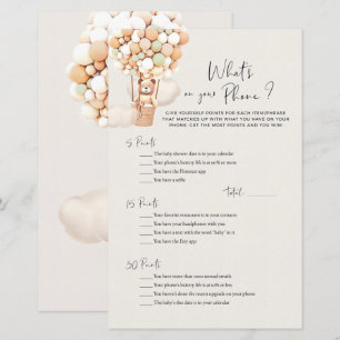 Papier Bear Baby shower Game - What's On Your Phone?