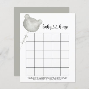 Papier Bear Baby shower jeu de bingo
