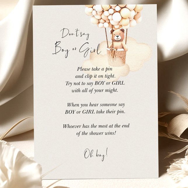 Papier Bear Baby shower Jeu Ne pas dire garçon ou fille (Créateur téléchargé)