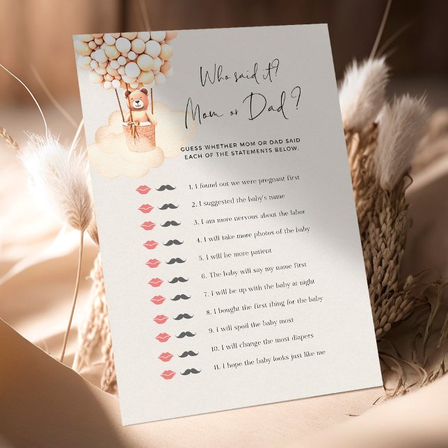 Papier Bear Baby shower Jeu qui l'a dit maman ou papa (Créateur téléchargé)