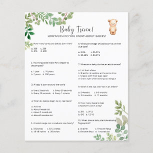Papier Bear Baby Trivia Jeu Baby shower