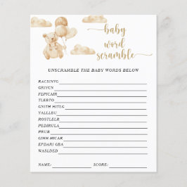 Papier Bear Baby Word Scramble | Jeu Baby shower