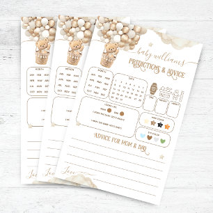 Papier Bear Balloons Baby shower prédictions Jeu
