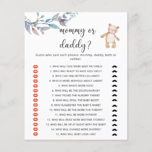 Papier Bear maman ou papa jeu de baby shower