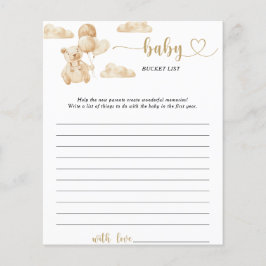 Papier Bear on ballons baby bucket jeu liste