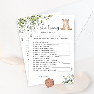 Papier Bear Qui connaît papa meilleur jeu de baby shower