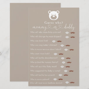 Papier Bearly Wait Baby shower "Devinez Qui" Jeu