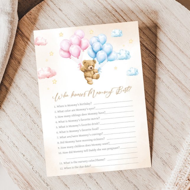 Papier Bearly Wait Bear Gender Reveal Who knows Game (Bear Gender Reveal Game)