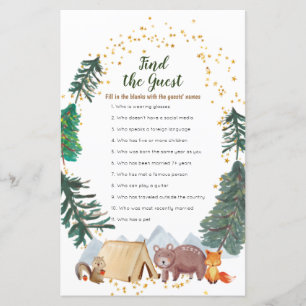 Papier Bearly Wait Camper Baby shower Trouvez le jeu Invi