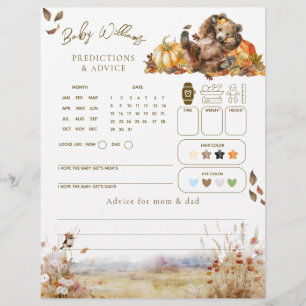 Papier Bearly Wait Fall Woodland Baby shower Jeu