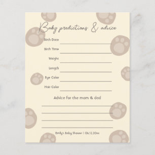 Papier Beary Cute Teddy Bear Baby shower Devinant Jeu
