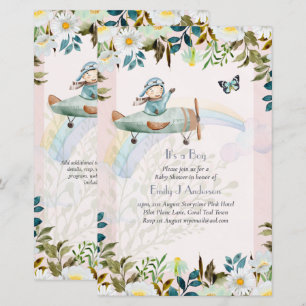 Papier Beau Invitation Baby shower de pilotes d'avion