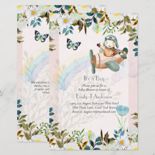 Papier Beau Invitation Baby shower de pilotes d'avion
